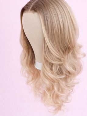 Bronde Long Wavy Women's Wig - Natural Honey Blonde- realistic synthetic hair.